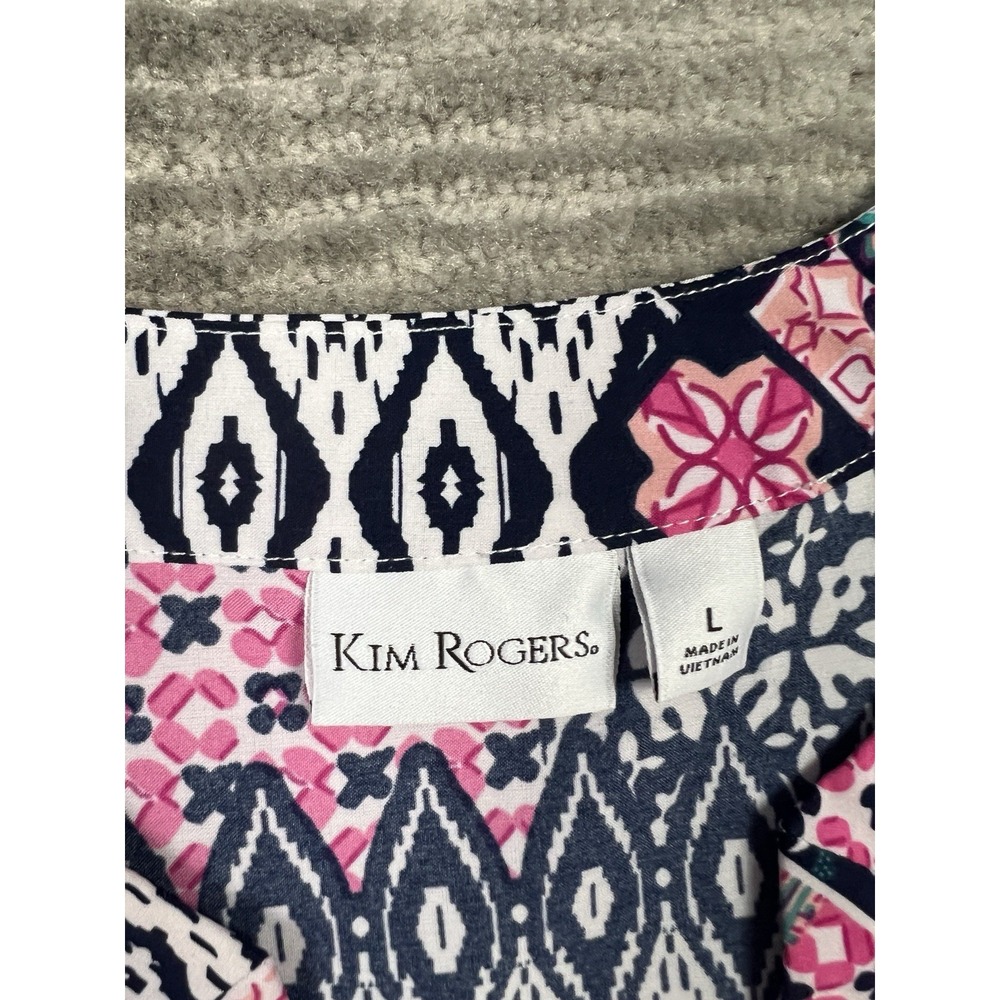 Kim Rogers Top Womens‎ Large Multicolor 3/4 Sleeve V-neck Polyester Blend - Picture 10 of 12